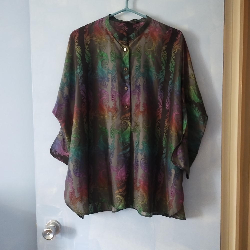 Max Volmary Pure Silk Multicolor Blouse XL